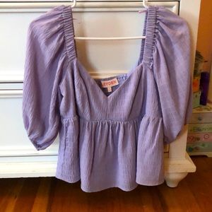 Lavender colored baby doll blouse
